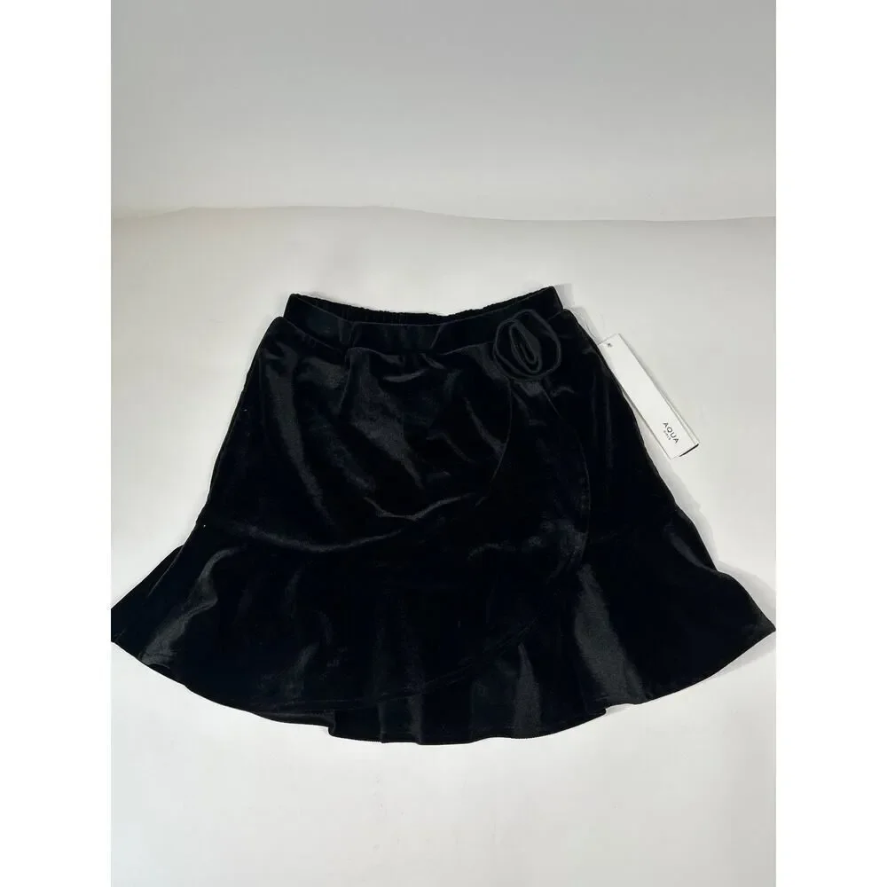 Aqua Girl Black Velvet Skirt‎ Size S 7/8